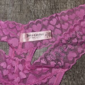 Juicy Couture Pink Lace Heart Thong Panty